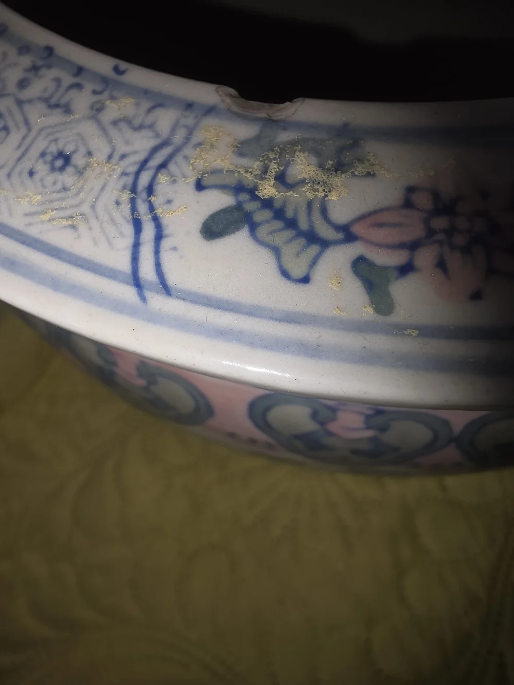 Source Unknown Ceramic Planter in Pink and Green